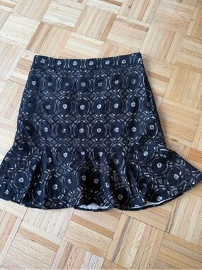 Ann Taylor Black Lace A-Line Skirt with Flounce Hem Sz 14